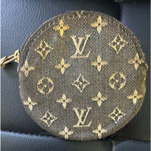 LOUIS VUITTON Porte Monnais Round Coin Case Monogram Mini Canvas Leather Black - Picture 2 of 6
